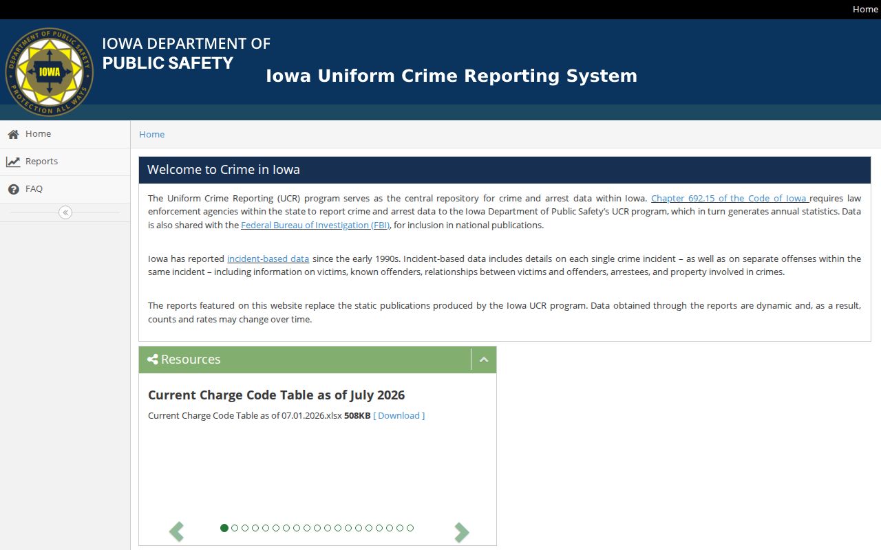 Ringgold County arrest search using the official Crime in Iowa dashboard