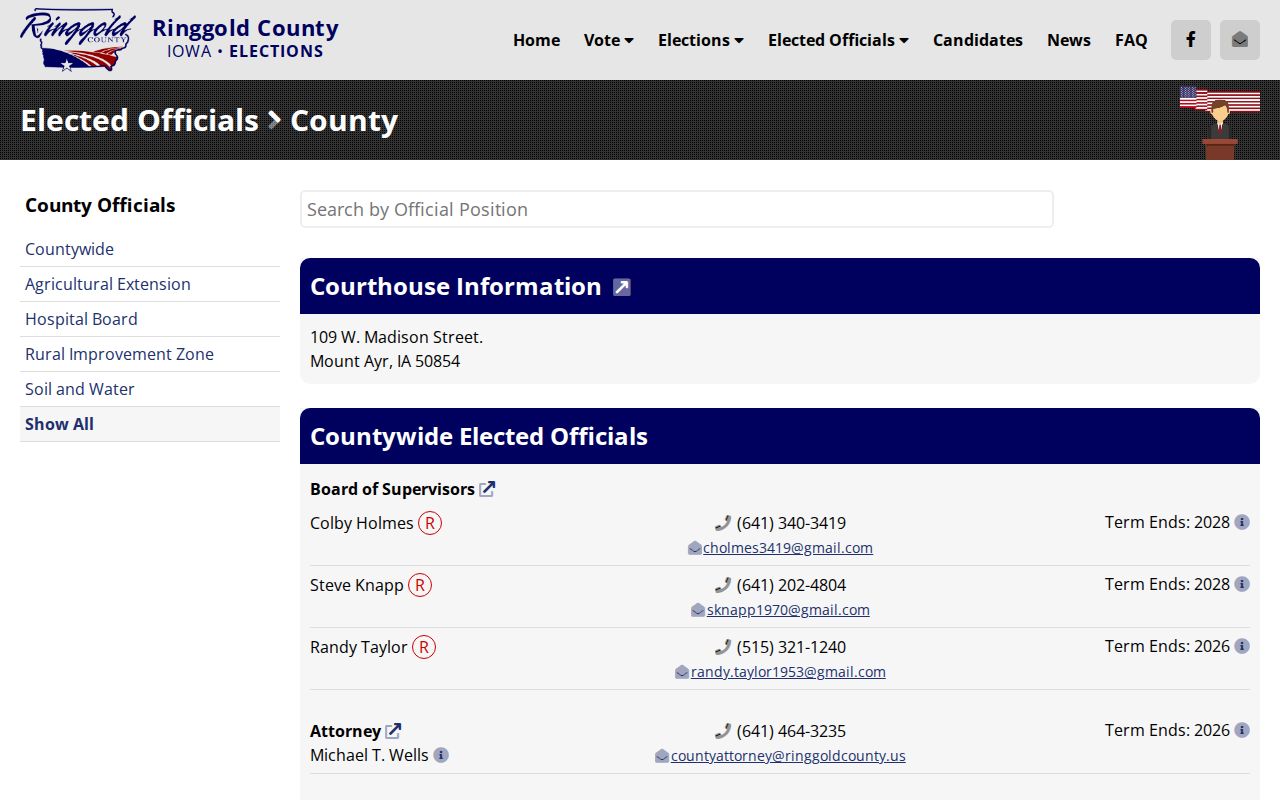 Ringgold County criminal record office contacts
