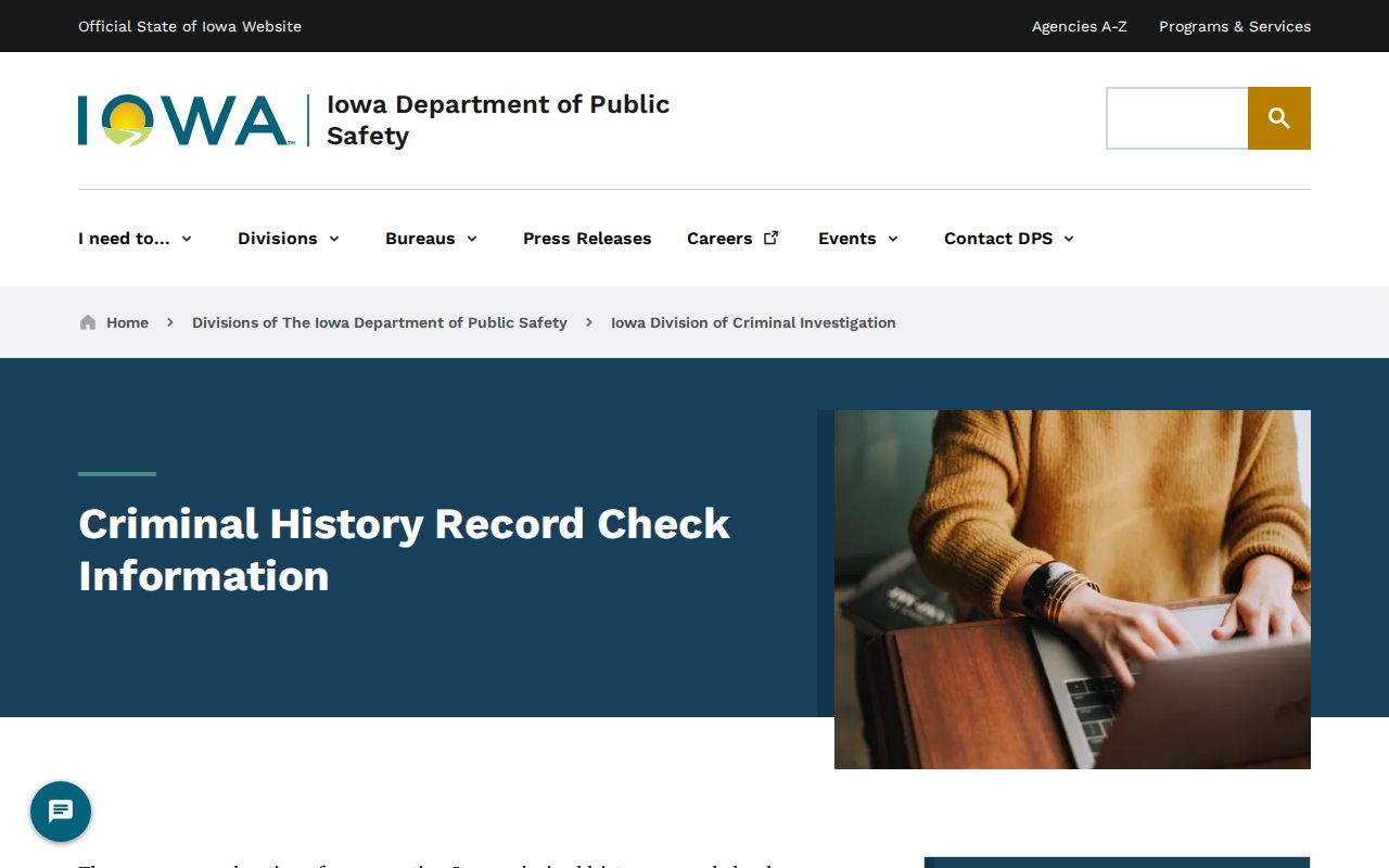 Ringgold County criminal history DCI request channels