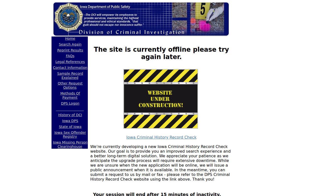 Ringgold County criminal history official Iowa DCI portal